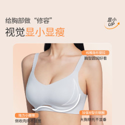 奶糖派 线雕3.0显小杯无痕内衣胸大显小软支撑无钢圈文胸聚拢胸罩 燕麦色  M 3