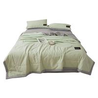 名创优品（MINISO）里外全棉夏凉被100%棉花夏被 宿舍家用双人空调被200x230cm 双拼绿【A类面料 里外全棉】 200*230cm【亲肤柔软 适合裸睡】