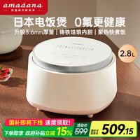 Amadana 艾曼达日本低糖电饭煲R2小型1-3-4个人迷你电饭锅球型0无氟涂层 富士白 2.8L