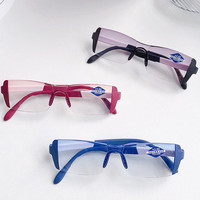 米奇啵啵 mikibobo双光老花镜S34-54老人男女通用耐磨远近可用超轻精准度数防蓝光 双光老花镜【仅眼镜】-红色 250度