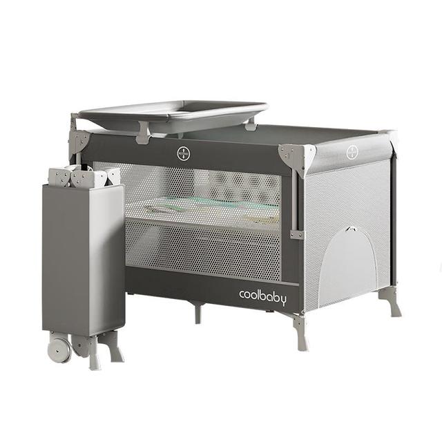 值选：coolbaby 婴儿床可移动多功能可折叠02床+折叠床垫+置物篮