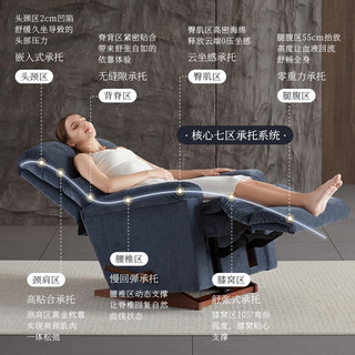 乐至宝 LAZBOY 布艺沙发客厅美式单人懒人可躺摇摇椅功能繁星510F 海军蓝-常规款【30天发】