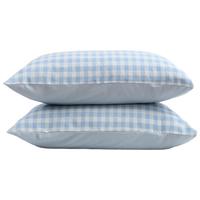 金号全棉枕套一对纯棉抗菌枕头套宿舍枕芯套 爱心格蓝 48*74cm*2 7A抗菌100%棉-爱心格蓝