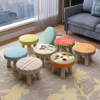 普派 凳子家用实木圆矮凳可爱客厅宝宝蘑菇凳稳固四脚卡通创意小板凳 黑猫