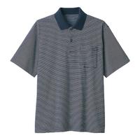 無印良品 MUJI 男式 水洗 天竺织短袖POLO衫纯棉全棉AB1MAA4S 深藏青色条纹 S 165/84A