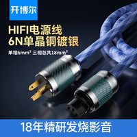 开博尔发烧级6N单晶铜镀银HIFI电源线CD机音响功放美标国标连接线 3米