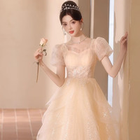 丽佰昕晚宴礼服轻奢小众高端法式高级感成人礼公主裙气质年会小个子主持 中长小腿左右 建议115-120斤