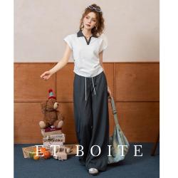 Et Boite 法文箱子 2025款夏季时尚套装百搭显瘦翻领T恤显高显瘦阔腿裤两件套潮