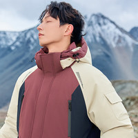 卡宾男装 三防90鸭绒羽绒服2024秋冬可拆卸帽外套保暖山系H 酒红色74 S (165)