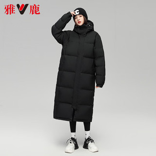 雅鹿羽绒服女冬季2025男女长款宽松过膝加厚防寒抗冻中性外套 粉色 S (155) 【90-110斤】