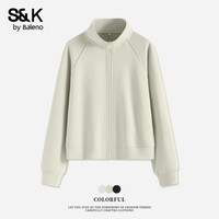 班尼路外套女开衫卫衣女装秋冬季立领宽松潮流上衣服时尚男女同款一 浅卡其#纯色 【棉柔亲肤】 L