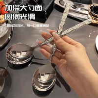 X-FALCON 冰裂纹不锈钢餐勺吃饭勺子搅拌勺子长柄勺 冰裂纹-勺