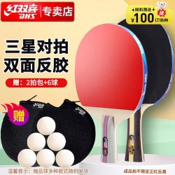 红双喜 三星级乒乓球拍横直拍套装T3（附乒乓球）
