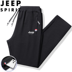 JEEP SPIRIT 吉普运动裤男春秋休闲裤纯色冬季中青年宽松长裤 黑色直筒 XL  XL-（110斤-135斤）