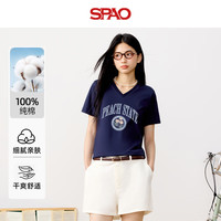 SPAO正肩V领短袖t恤男女2025年夏季新款打工族通勤风上衣SPDX25AT04XY