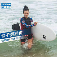 迪卡侬（DECATHLON）泳衣女连体长袖冲浪服保守上衣泡温泉花卉密语-4813408 蓝色