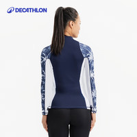 迪卡侬（DECATHLON）潜水服防晒冲浪运动长袖保暖女士防晒T恤-5411439 M 藏青枫叶