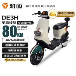 雅迪 DE3H都市版长续航电动自行车 性价比品质智能电瓶车48V24Ah高能长寿命锂电通勤电动车 白绿