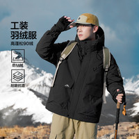 布衣传说冬季连帽羽绒服男工装大口袋插肩袖休闲男式外套