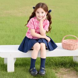 笛莎 满印馒头兔婴幼女童T恤24夏儿童薄款休闲短袖上衣