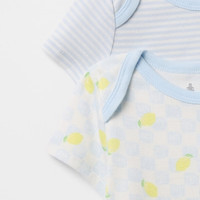 Gap婴儿2025春季新款纯棉暗扣短袖连体衣三件装儿童装美版725821  80cm /48 亚洲9-18/美码12-18月