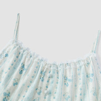 森马（Semir）连衣裙女设计感肌理浪漫2025夏季甜美花边碎花吊带裙107425114051 蓝色调00388 XL