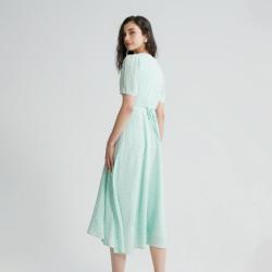 ONLY 秋季气质时尚印花V领显瘦A字长款连衣裙女