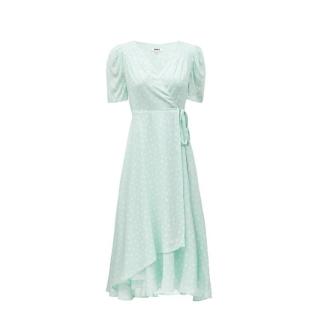 ONLY 秋季气质时尚印花V领显瘦A字长款连衣裙女