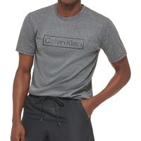 CALVIN KLEIN 男式轻质速干短袖 40+ UPF 防护,杂灰色,中号
