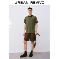 URBAN REVIVO 撞色拼接 男士短袖T恤