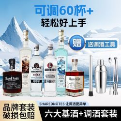 分享笔记 SHARED NOTES 六大调酒基酒套装 伏特加 白朗姆 威士忌 金酒 龙舌兰 调可乐桶 长岛冰茶