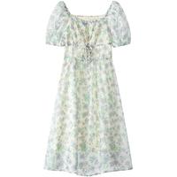 lagogo法式一字领甜美茶歇法式连衣裙女拉谷谷短袖气质修身裙子 混色（Y0） M 160/38