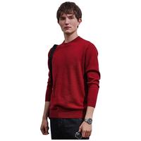 科蒙.博卡秋冬圆领基础男士羊绒衫纯色百搭毛衣休闲打底针织衫 深红 XL
