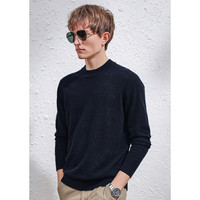 科蒙.博卡秋冬圆领基础男士羊绒衫纯色百搭毛衣休闲打底针织衫 藏青色 3XL XXXL(125)