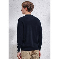 科蒙.博卡秋冬圆领基础男士羊绒衫纯色百搭毛衣休闲打底针织衫 藏青色 L L(110)