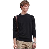 科蒙.博卡秋冬圆领基础男士羊绒衫纯色百搭毛衣休闲打底针织衫 黑色 3XL