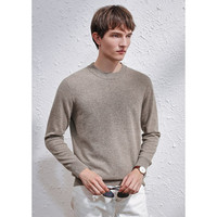 科蒙.博卡秋冬圆领基础男士羊绒衫纯色百搭毛衣休闲打底针织衫 驼色 M M(105)