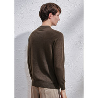 科蒙.博卡秋冬圆领基础男士羊绒衫纯色百搭毛衣休闲打底针织衫 深棕色 XL