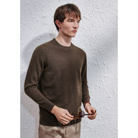 科蒙.博卡秋冬圆领基础男士羊绒衫纯色百搭毛衣休闲打底针织衫 深棕色 3XL
