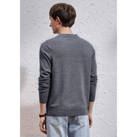 科蒙.博卡秋冬圆领基础男士羊绒衫纯色百搭毛衣休闲打底针织衫 灰色 M