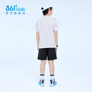 361°儿童套装夏季短袖短裤套装休闲时尚小中大童运动套冰凉短T 本白/经典黑-1406 150 cm