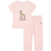 HAZZYS哈吉斯品牌童装男女童家居服夏新品儿童弹力凉爽圆领家居服套装 粉艾尔 145