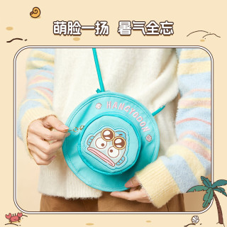 名创优品（MINISO）三丽鸥夏日黑皮系列包包帆布包斜挎包单肩包沙滩袋挂件 丑鱼遮阳帽斜挎包