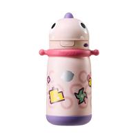 BC BABYCARE儿童保温杯大宝宝学饮吸管水杯水壶霸王龙不锈钢保温杯上学 恐龙背带款+吸嘴-引力洋红 450ml