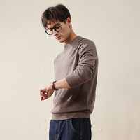 科蒙.博卡2024秋冬高端纯色羊毛衫男士半高领基础款针织毛衣 驼色 XL