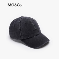 MO&Co.棒球帽2025秋配饰重工酵洗骨位磨白棉质牛仔帽MBE3HAT001 牛仔黑色