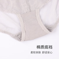夏娃秘语内裤女性感蕾丝轻薄透气舒适双层弹力纯棉档包臀女士三角内裤 灰色 (E056) 1条 L