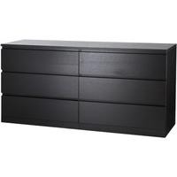 宜家(IKEA)MALM马尔姆卧室家用斗柜收纳柜床边柜抽屉柜简约杂物柜 六屉柜横向黑褐色 其他