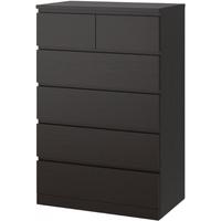 宜家(IKEA)MALM马尔姆卧室家用斗柜收纳柜床边柜抽屉柜简约杂物柜 六屉柜黑褐色 其他