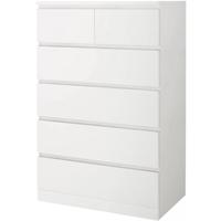 宜家(IKEA)MALM马尔姆卧室家用斗柜收纳柜床边柜抽屉柜简约杂物柜 六屉柜白色 其他